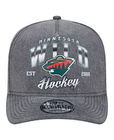 New Era Men's Charcoal Minnesota Wild Throwback Washed A-Frame Pre-Curved 9FIFTY Snapback Hat