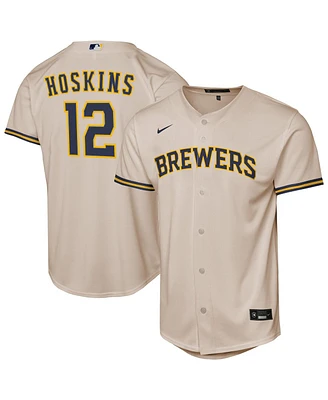 Nike Big Boys and Girls Rhys Hoskins Cream Milwaukee Brewers Home Replica Player Jersey
