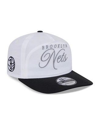 New Era Men's White/Black Brooklyn Nets 2025 Nba Draft On-Stage Nylon 19TWENTY Adjustable Hat