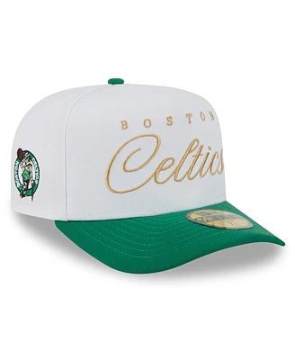 New Era Men's White/Kelly Green Boston Celtics 2025 Nba Draft A-Frame 59FIFTY Fitted Hat