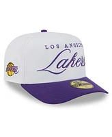 New Era Men's White/Purple Los Angeles Lakers 2025 Nba Draft A-Frame 59FIFTY Fitted Hat