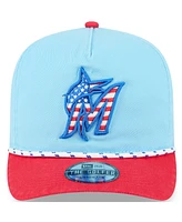 New Era Men's Light Blue/Red Miami Marlins 2025 Fourth of July Golfer Snapback Hat