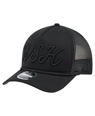 New Era Men's Black Washington Nationals City Initial 9FORTY A-Frame M-Crown Adjustable Trucker Hat