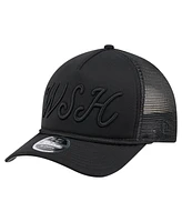 New Era Men's Black Washington Nationals City Initial 9FORTY A-Frame M-Crown Adjustable Trucker Hat