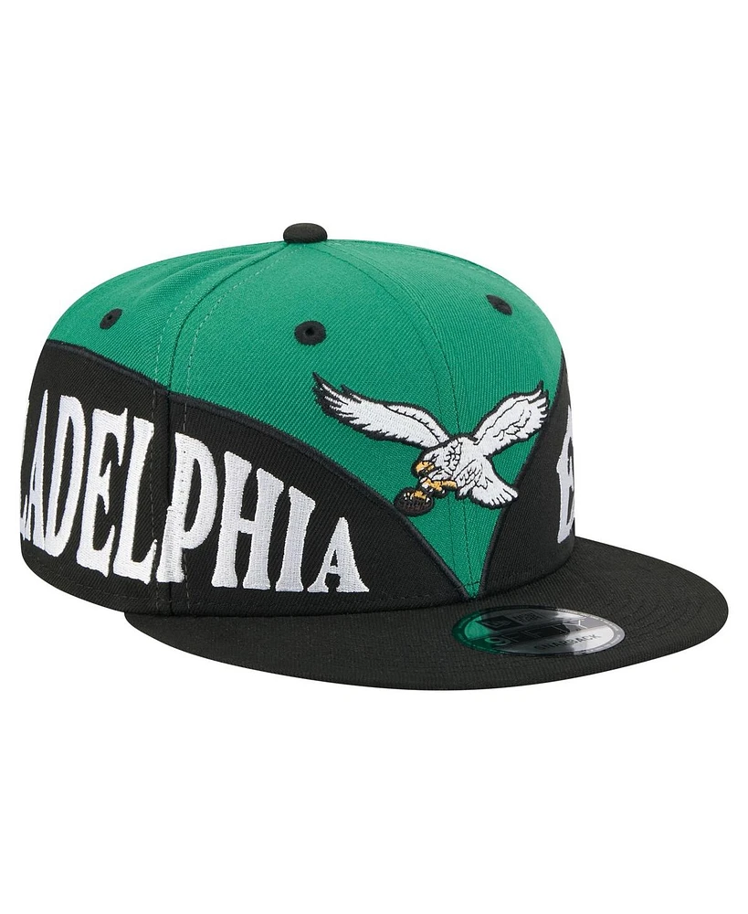 New Era Men's Kelly Green/Black Philadelphia Eagles Split 9FIFTY Snapback Hat