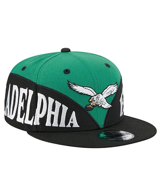 New Era Men's Kelly Green/Black Philadelphia Eagles Split 9FIFTY Snapback Hat