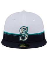 New Era Men's Navy/White Seattle Mariners Paint Stroke 59FIFTY Fitted Hat