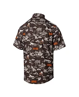 Reyn Spooner Men's Brown Cleveland Browns Throwback Kekai Print Button-Up Shirt