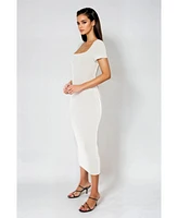 Bebe Women's Square Neck Maxi T-Shirt Dress