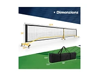 22 Ft Portable Pickleball Net with 6 Lockable Wheels and Carry Bag
