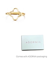 Adornia Gold Plated Hammered Clover Open Cuff Bracelet