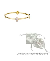 Adornia Gold Mother of Pearl Clover Bangle Bracelet