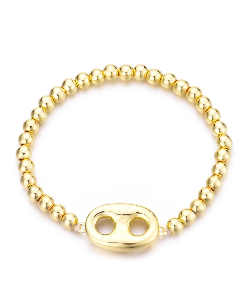 Adornia 14K Gold Plated Mariner Link Stretch Bead Bracelet