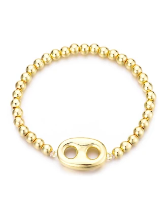 Adornia 14K Gold Plated Mariner Link Stretch Bead Bracelet