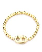 Adornia 14K Gold Plated Mariner Link Stretch Bead Bracelet