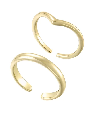 Adornia Adjustable Chevron and Double Line Toe Ring Set