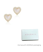 Adornia Gold Mother of Pearl Mini Halo Heart Stud Earrings