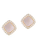 Adornia Gold Cushion-Shaped Mother of Pearl Halo Stud Earrings