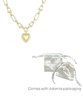 Adornia Gold Chunky Mixed Link Chain Fluted Heart Necklace