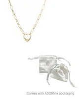 Adornia Gold Paperclip Chain Outline Heart Pendant Necklace