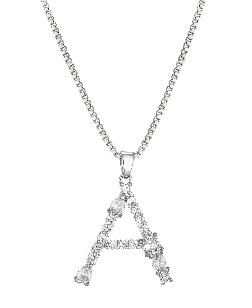 Adornia Silver Crystal Mixed Stone Initial Necklace