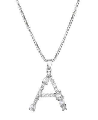 Adornia Silver Crystal Mixed Stone Initial Necklace