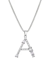 Adornia Silver Crystal Mixed Stone Initial Necklace