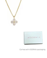 Adornia Gold Mother of Pearl Flower Halo Pendant Necklace