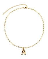 Adornia Gold Crystal Funky Initial Paperclip Chain Necklace