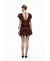Nocturne Women's Ruffle Patterned Mini Dress