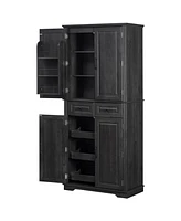 Streamdale Furniture 71" Farmhouse Pantry Cabinet with Pull Out Organizers