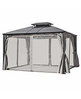 Streamdale Furniture 10'x12' Hardtop Gazebo with Netting & Curtains