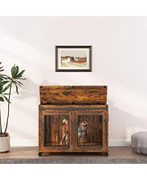 Streamdale Furniture Rustic Brown Sliding Door Dog Cage - 39"
