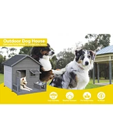 Large Solid Wood Dog House with Terrace