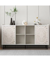 Streamdale Furniture Mid Century Modern White Buffet/Tv Stand