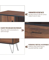Volenca 3-Tier Wood Storage Cabinet with Drawers and 4 Metal Legs