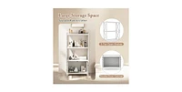Volenca Bathroom Storage Cabinet with Open Shelves and Double Doors