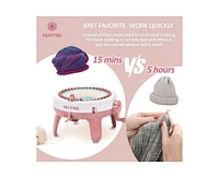 Sentro 40-Needle Knitting Machine - Pink | Make Scarves, Hats, Socks Fast | Includes Flat/Tube Key, Easy for Beginners & Kids