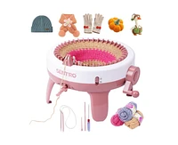 Sentro 40-Needle Knitting Machine - Pink | Make Scarves, Hats, Socks Fast | Includes Flat/Tube Key, Easy for Beginners & Kids