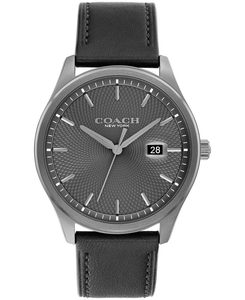 Coach Men's Oliver Black Leather Calfskin Strap Watch, 41mm