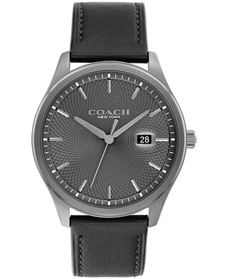 Coach Men's Oliver Black Leather Calfskin Strap Watch, 41mm