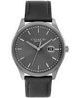 Coach Men's Oliver Black Leather Calfskin Strap Watch, 41mm