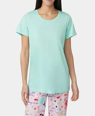 Hue Women's Solid Short-Sleeve Scoop-Neck Pajama T-Shirt