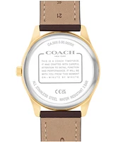 Coach Women's Oliver Brown Leather Calfskin Strap Watch, 41mm