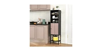 Volenca 57 Inch Bathroom Tall Cabinet with 1 Door and 4 Shelves Narrow Storage Unit with Adjustable Shelves