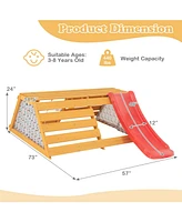 Mecale 5-in-1 Jungle Gym Wooden Indoor Playground with Slide Rock Climbing Wall Rope Wall Climber