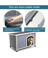 Medium Wooden Dog House, Waterproof, Elevated