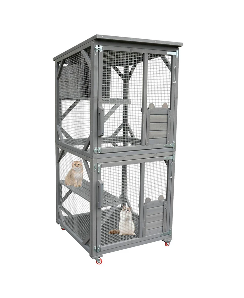 Catio Large Wooden Cat House on Wheels