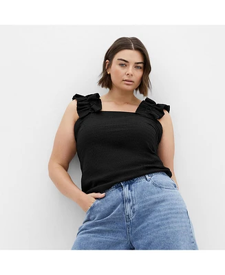City Chic Plus Aria Frill Top