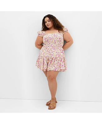 City Chic Plus Zuri Print Playsuit